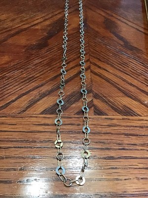 Sterling Silber mit goldfarbenen runden und ovalen Gliedern Halskette 28''