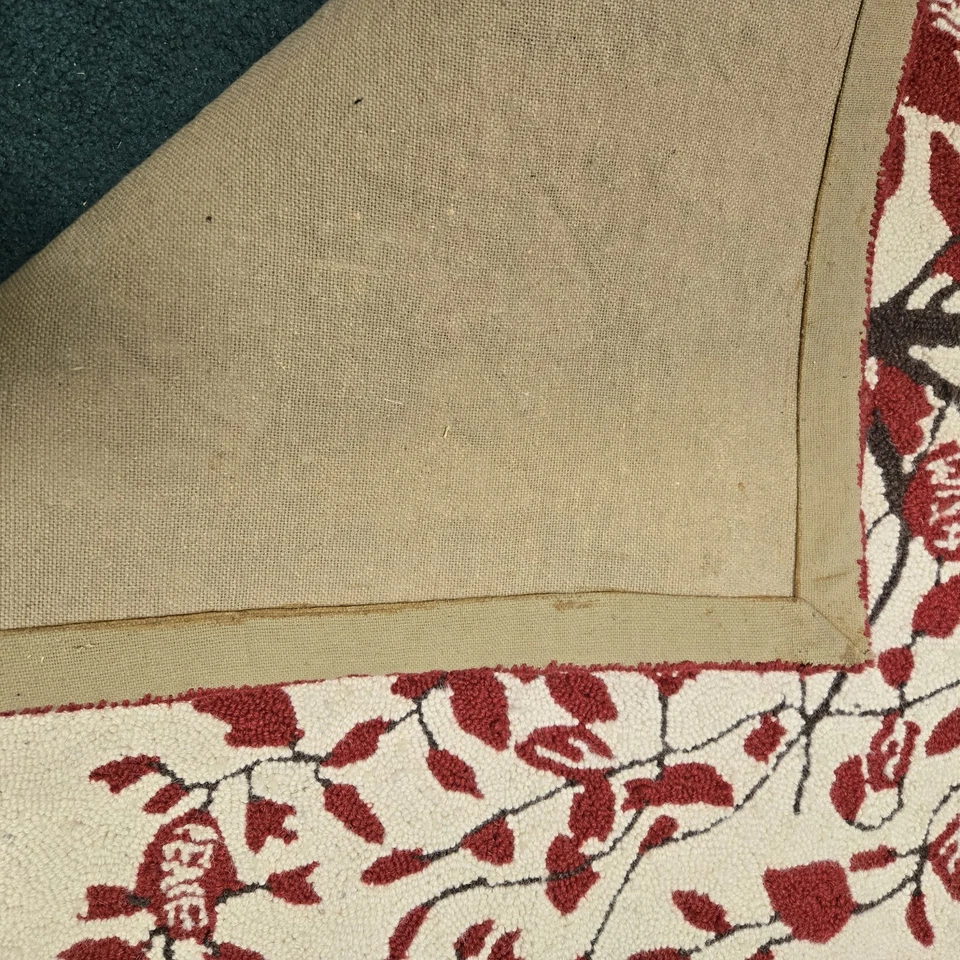 Árbol de la Vida 36" Cuadrado Colgante de Pared/Alfombra Lana Rojo Crema Negro Artesanal Hecho a Mano Foto 4 de 4