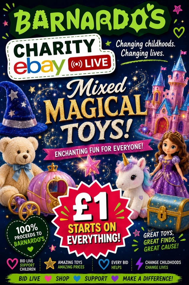 Barnardos eBay Live Charity Magical Disney Stream Assorted Toys £1 Starts