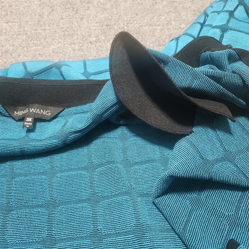Ming Wang Sweater Womens 3X Blue Open Front Cardigan Jacket Half Sleeve - Picture 13 of 15