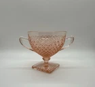 Vintage Anchor Hocking Miss America Pink Sugar Bowl With Handles