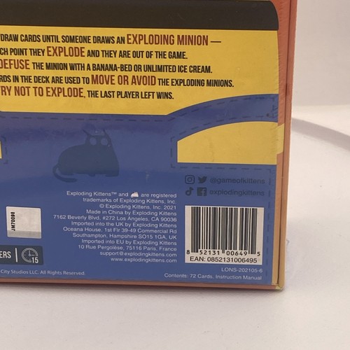 Exploding Kittens Exploding Minions Card Game Special Edition Free Shipping New - Picture 8 of 12