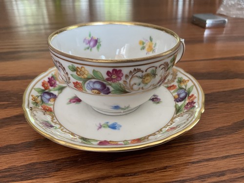 Schumann Bavaria Empress Demitasse Cup & Saucer Germany US Zone - Dresden Flower - Picture 12 of 12
