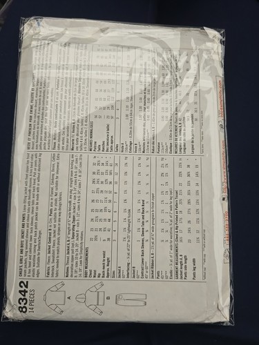 8342 Simplicity Child's Tracksuit - Jackets & Pull-On Pants Sz 3-6 UNCUT Pattern - Picture 2 of 2