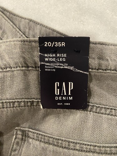 NWT Gap Size 20 High Rise Wide Leg Gray Cotton Denim Zip Up Cargo Pants - Picture 12 of 14
