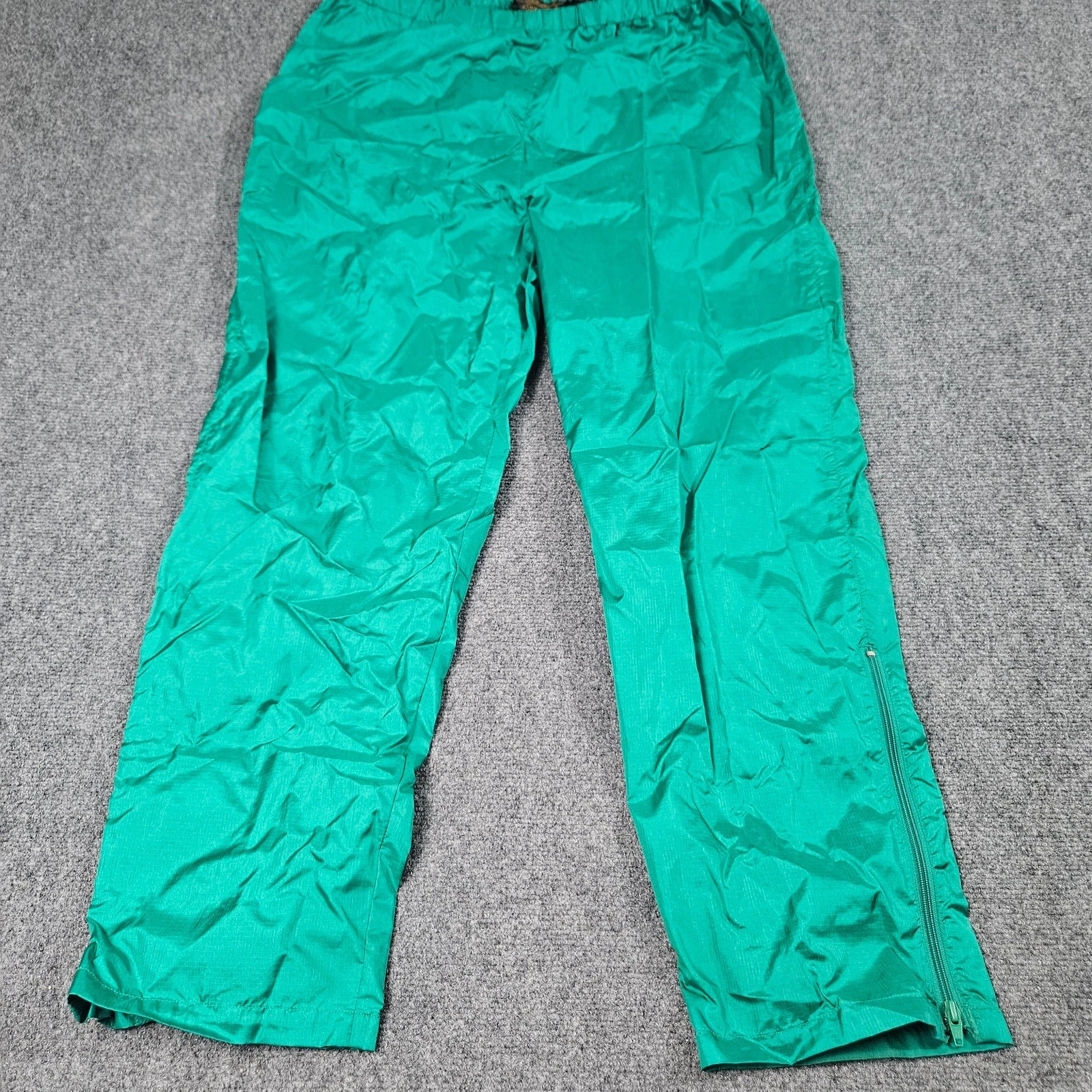 Vintage Eddie Bauer Windpants XL (30x32) Green Lightweight Packable Zip Ankle