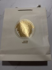 Vintage Authentic Gianni Versace Gold Medusa Head-Paper Shopping Bag 16X14X3