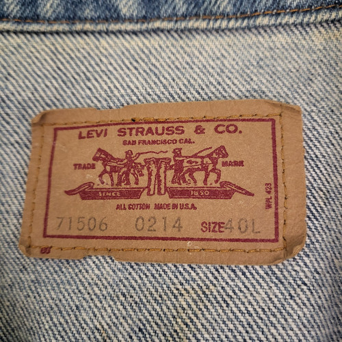 Vintage Levi's Jeansjacke Trucker Red Tag 71506-0214 Baumwolle Made in USA Herren 40 L - Bild 7 von 13