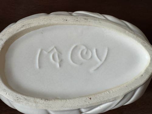 McCoy Pottery Vintage Oval Bowl Planter Flower Pot Off-White 9" Long Excel Cond - Picture 13 of 15