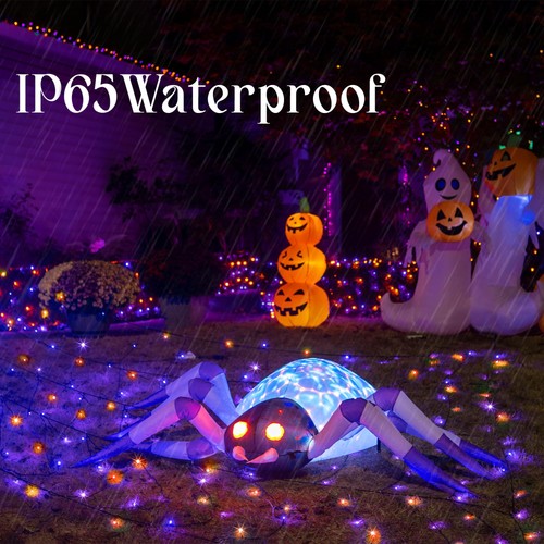 200LED Solar Halloween Lights,72FT Orange& Purple String Lights,Solar Fairy L... - Picture 3 of 7