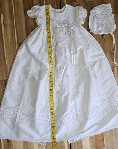 KARELA BabyGirl 100% Seide Taufe Taufkleid 3 Monate Kleid & Haube Offwhite - Bild 14 von 20