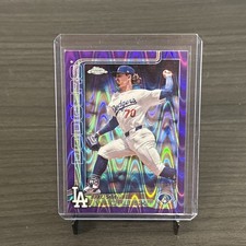 2025 Topps Chrome Justin Wrobleski RC Purple RayWave Refractor #38 Dodgers /250
