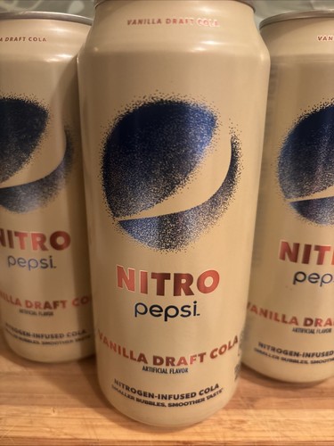 3 Dosen NITRO Pepsi Vanille Draft Cola 13,65 oz. Nitrogen Infused Soda UNGEÖFFNET - Bild 3 von 6