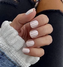 Paige’s Popcorn Red Aspen Nail Dashes Press On Nails Shiny Short Square