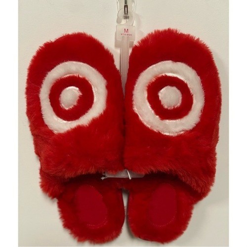 NWT Wondershop Target Faux-Fur Slip-On Slippers Red Size M (W 7/8, M 5/6) - Picture 2 of 5