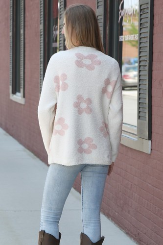 ComfyLuxe Daisy Pattern Pullover Lounge Sweater - Picture 27 of 30