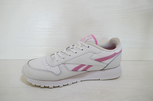 REEBOK CLASSIC WHITE+PINK LEATHER LACE UP RETRO STYLE WOMENS TRAINERS UK 5 EU37 - Picture 9 of 14