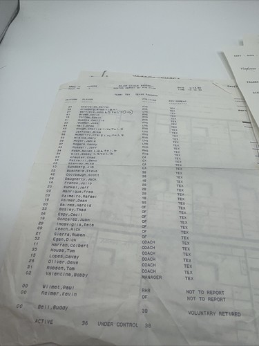 1989 Milwaukee Brewers 9/15/89 Team Game Used Plan RARE BP order VS Rangers - Picture 11 of 15