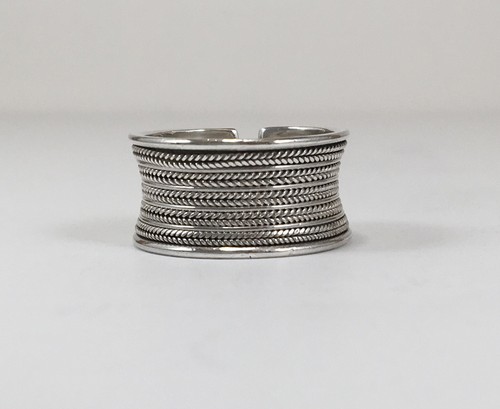 Konkaver Sterling Silber Ring mit Weizenmuster Design - Bild 1 von 7