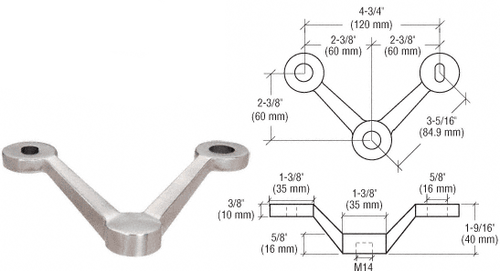 CRL GRP2VBS Brushed Stainless Double Arm 'V' Post Mounted Fitting - Picture 3 of 4