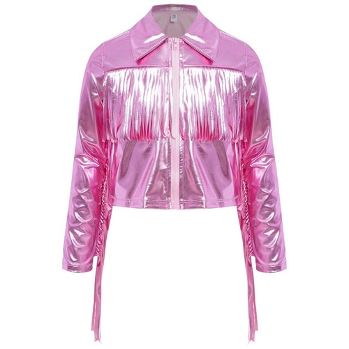 Kids Girls Sweatshirt Holiday Jacket Metallic Tops Street Coats Hip Hop Blouse - Picture 6 of 38