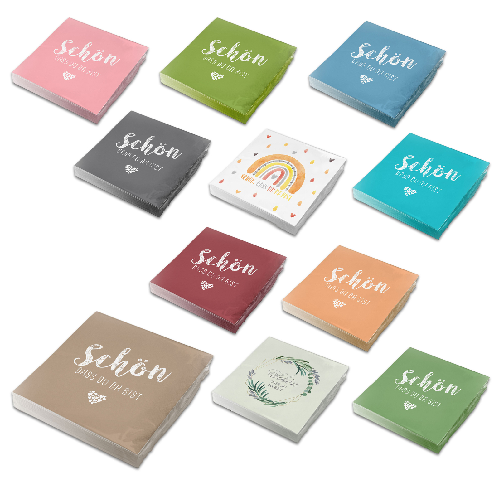 itenga Servietten Schön dass du da bist viele Farben für Hochzeit Geburtstag usw