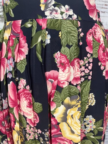 Talbots Vintage Rock Gr. 10 blau rosa Blumen Landhaus Kern Plissee Taschen Midi - Bild 6 von 15
