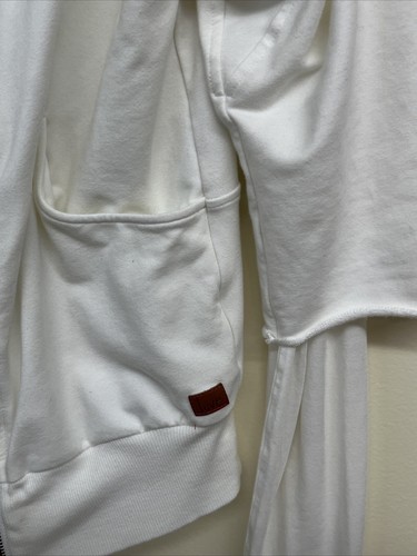 Peace Love World Women's Zip Front Jacket Moto White Sz M Layered Sleeve Logo - Picture 7 of 12