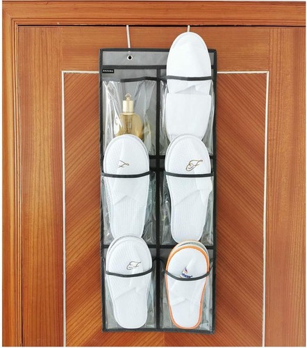 Over The Door Shoe Storage with Rack Hanging Closet Shoes 6 Pockets-Grey - Picture 6 of 6