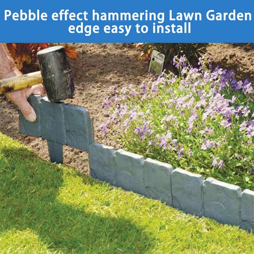 10/20 Pack Garden Fence Boarder Lawn Palisade Edge Patio Outdoor Stone Effect - Picture 8 of 14