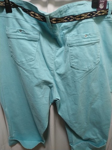 Gloria Vanderbilt Ladies Denim Capris Size 24W With Belt Aqua Sky NWT - Imagen 8 de 8