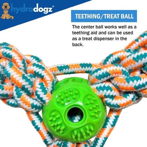 Dog Rope Chew Tug Toy with Treat Dispensing Teething Ball Durable Heavy Duty - Picture 3 of 7