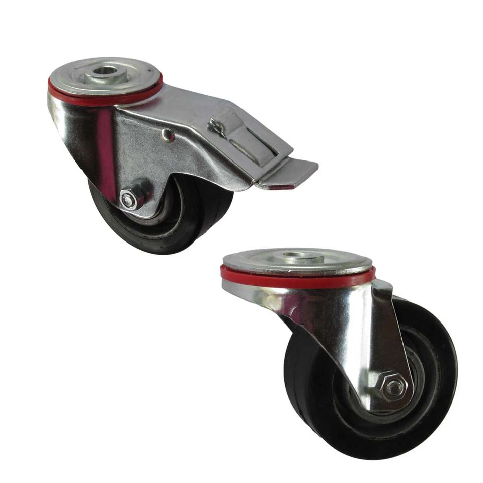 Wiko Schwerlastrollen 100mm Transportrollen Rückenloch Lenkrollen Gummirad