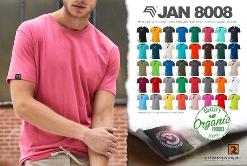 JAN 8008 Bio Baumwolle Basic T-Shirt COMPANIEER Weiß Weiss Organic Cotton Mä ... - Picture 2 of 6