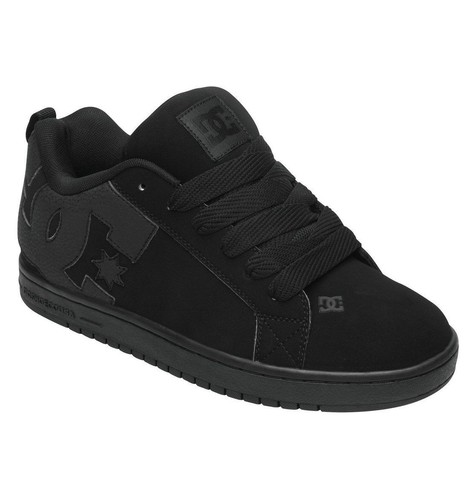 DC Full Black Men's Court Graffik Leather Skateboarding Shoes Low 100539 3BK - Bild 1 von 5