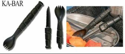 Cuchillo de cuchara con horquilla multicámara táctica militar multicámara Ka-Bar 3 piezas JUEGO Survival Campin - Imagen 6 de 7