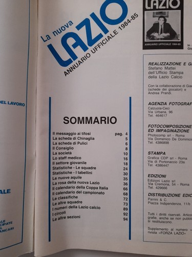 La Nuova Lazio Annuario Ufficiale 1984-85 Giorgio Chinaglia - Picture 2 of 6