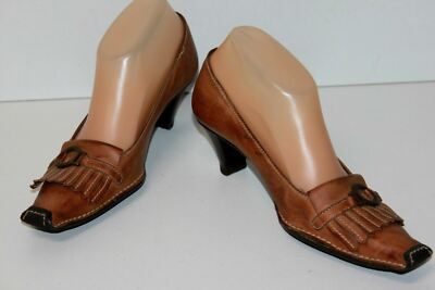 Escarpins XSA En Cuir Marron Clair - Taille 35.5 - Occasion Très Bon état - Fabriqué En Italie