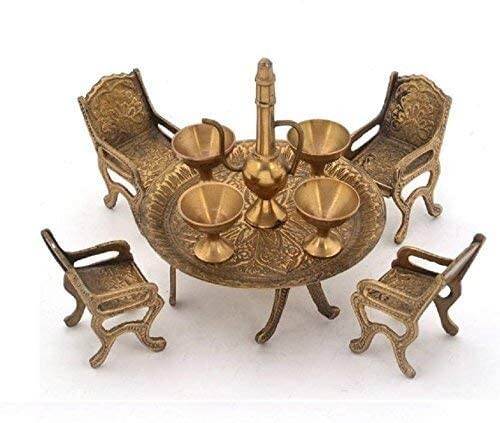 Miniature Dinner Barware Set - Brass Raja Set Showpiece - 4 Inches - Picture 2 of 3