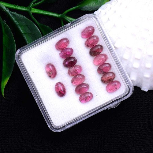 16 Stck. Natürlicher Rosa Turmalin Oval Cabochon 6 mm * 4 mm Unbehandelt Lose Edelsteine - Bild 6 von 6