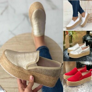 Women-Casual-Canvas-Pumps-Slip-On-Platform-Trainers-Sneaker-Flats-Loafers-Shoes