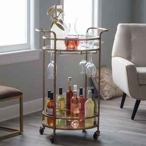 Details About Round Mini Bar Cart Gold Metal Gl Wheels Wine Rack Art Deco Image Is Loading Round Mini Bar Cart Gold Metal Gl Wheels