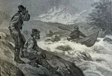 1881 Running Rapids of Upper Hudson River New York Horse Race illustrated