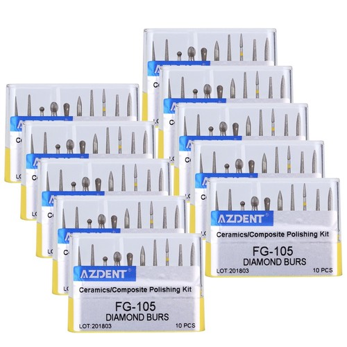 10pcs Dental Diamond Burs FG-105 High Speed Ceramics/Composite Polishing Kit - Picture 10 of 10