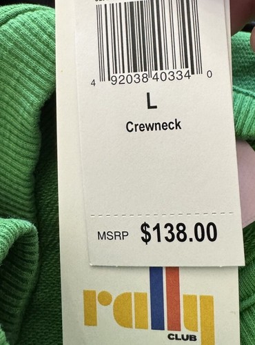 The Rally Club Unisex Archie Pickleball Crewneck Sweatshirt Green Large $138 - Picture 7 of 9