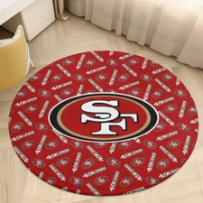 San Francisco 49ers Print Circular Coral Velvet Floor Mat 35.4" Home Decorative