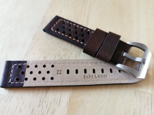 Uhrband Armband Kalbsleder Nappa, braun, extra weich, gelocht, 20-24mm - Bild 2 von 2