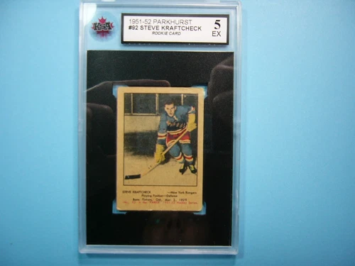 1951/52 PARKHURST NHL HOCKEY CARD #92 STEVE KRAFTCHECK ROOKIE RC KSA 5 EX PARKIE