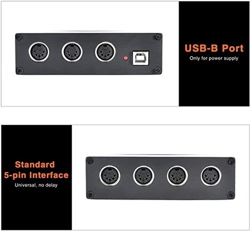 USB MIDI Interface 1-in 6-out MIDI Splitter Box - Picture 4 of 7