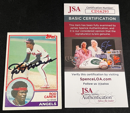 Rod Carew California Angels signierte 1983 Topps Baseballkarte #200 JSA COA AA
